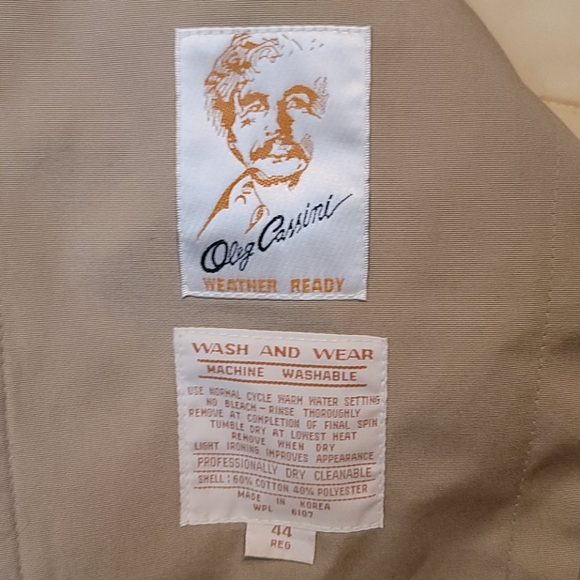Vintage Oleg Cassini trench coat tan khaki 44 Reg - Picture 5 of 12